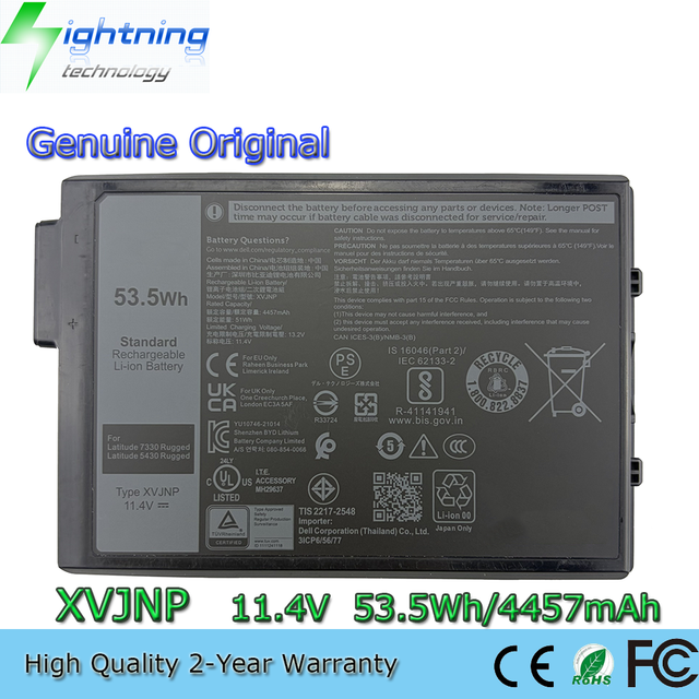 New XVJNP 53.3Wh Genuine Original Laptop Battery for Dell Latitude 5430 7330 Rugged Extreme 6JRCP
