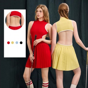 Robe de tennis en tricot personnalisée pour femme, respirante, en coton, pour l'été, robe de pickleball, grande taille, décontractée, fabricant de tricots OEM - Product Image 1