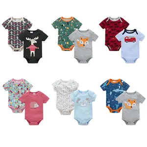 Wholesale 2 PCS jumpsuits Cool Little Fox Print Set Boys Clothing Jumpsuit Bamboo Soft Fabric 2 PCS Baby jumpsuits For Newborn