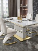 Ensemble table et chaises pliantes en métal, style sirène, avec plateau en porcelaine brillante, design moderne et minimaliste, luxe léger, pour petite salle à manger domestique