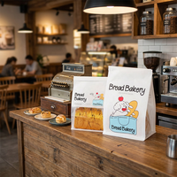 Sac en papier personnalisé avec logo, fermeture à lien métallique, fenêtre transparente, écologique, pour emballage de boulangerie (croissants au levain, biscuits)