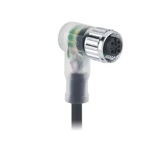 Conector de Sensor M12 A Code para mujer, Conector de 4 pines moldeados, cable de PVC de 2M, extremo gratis con pantalla LED