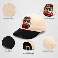 Casquette de baseball vintage tendance bicolore avec logo brodé personnalisé, style rétro, 5 panneaux structurés, pour hommes et femmes