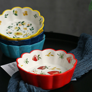 Tazones de Cerámica Estilo Japonés con Diseño Floral, Hechos a Mano, Aptos para Microondas, para Ensaladas, Pasta y Fiestas - Product Image 2