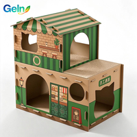 Maison pour chat en carton ondulé à 2 niveaux, duplex, avec griffoir, villa pliable en carton pour le repasement des griffes des chats