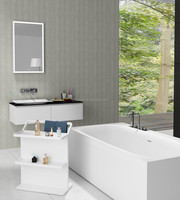 Baignoire autoportante GM GM-8009 en pierre artificielle, surface solide, baignoire moderne pour salle de bain avec garantie de 3 ans et drain central