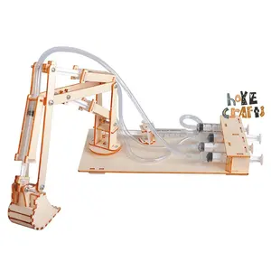 STEM Toy DIY Assembly Physical Learning Toy Science Wooden Hydraulic Excavator Toys For Kids