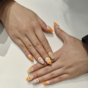 Muhaha Trend Design Marka Ongles imprimés couleur <span class=keywords><strong>orange</strong></span> ornés de fleurs - Product Image 6