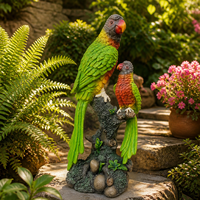 Figurine de perroquet peinte à la main en polyrésine, statue d'oiseau pour jardin tropical, patio, cour, balcon, décoration intérieure, cadeau d'extérieur