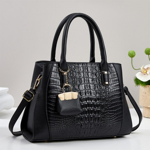 Bolso de mano con estampado de cocodrilo, bolso cruzado de gran capacidad para mujer, bolso de hombro informal para ir al trabajo, tamaño mediano, color burdeos - Product Image 2