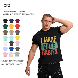 T-shirt Nera da Uomo 100% Cotone Lavorato a Maglia Oversize 230g Eco-Friendly Traspirante a Manica Corta con <span class=keywords><strong>Testo</strong></span> 'I Make Cute Babies' e Design Vuoto - Product Image 4