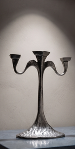 Porte-bougie en métal à trois bras, finition argentée, candélabre décoratif, centre de table pour mariage, dîner, maison, événement, fête - Product Image 3