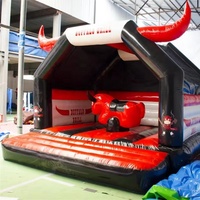 Arène de jeu gonflable thème western 5x4m avec taureau mécanique, équipement gonflable d'extérieur pour la location et les événements