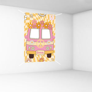 60's 70's <span class=keywords><strong>Hippie</strong></span> Bus Photo Prop Décorations De Fête Rétro Groovy Van Prop <span class=keywords><strong>Hippie</strong></span> Selfie Cadre Toile De Fond Bannière Articles De Fête - Product Image 1