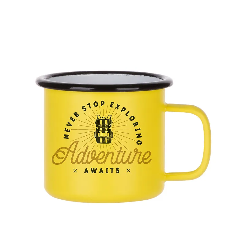 2022 Custom logo printing steel enamel mug, sublimation enamel camping mug, wholesale enamel metal coffee mug