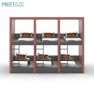 Lits superposés modernes en bois pour adultes, cabines de couchage pleine grandeur inspirées des capsules spatiales pour hôtels, appartements, hôpitaux, écoles - Product Image 3