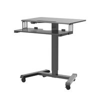 Station de travail à hauteur réglable pour ordinateur portable à domicile avec roulettes et plateau pour clavier