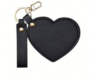 Stainless Steel Mini <b>Purse</b> With Pu Leather Cover Heart-Shaped Pocket <b>Cute</b> Small Travel Makeup Portable Mirror Gift - Product Image 4