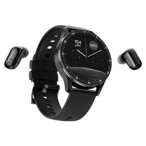 IP68 jam tangan pintar dan Airpods, arloji cerdas Inalambr Con Reloj gigi biru dengan earphone, Set Airpods tahan air
