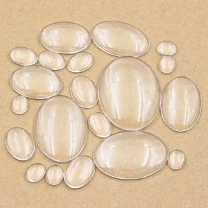 Clear Transparent Glass Cabochons Rectangle Square Oval Heart Teardrop Glass Cover Flat Back Cabochon for Jewelry Making