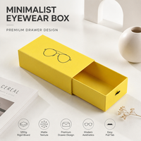 Boîtes à lunettes personnalisées mignonnes et colorées, type tiroir, en carton, pour enfants, boîte d'emballage pour lunettes de soleil, boîte de rangement pour lunettes de couleur jaune