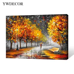 高品质秋季森林风景油画抽象手绘油画家居客厅装饰