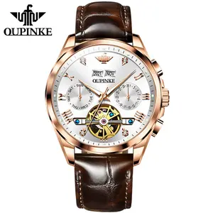 OUPINKE 3186 Mechanische Tourbillon Kreative Armbanduhren Mode klassische Luxus Business Set automatische Herren Mechanische Uhren