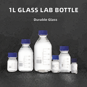 Botella Redonda de Laboratorio de Vidrio Borosilicato de 250 ml con Tapa de Rosca Azul para Almacenamiento de Medios y Reactivos - Product Image 2