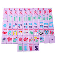 Tuiles de Mahjong sur mesure violettes, mignonnes et colorées, style américain, motifs Arc-en-ciel, Champignon, Tortue, Bambou, Papillon pour le divertissement