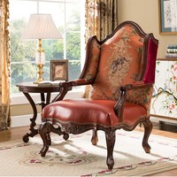 Fauteuil de direction de style américain en bois massif, pour bureau, bureau à domicile, en cuir de vachette, design classique