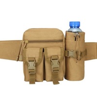 Sac banane tactique multifonctionnel 800D étanche avec fermeture à cordon pour course, pêche, escalade et sports de plein air, avec porte-bouteille