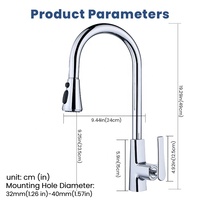 Robinet de cuisine moderne à poignée unique, deux fonctions, avec douchette extractible, en céramique, rotatif à 360 degrés, mitigeur eau chaude/froide pour évier, idéal pour usage hôtelier