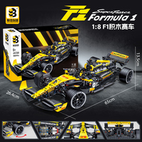 En Stock JKC7205 Coche de Carreras F1 Renault a Escala 1/8, Bloques de Construcción MOC DIY, Modelo de Coche de Carreras RC Amarillo con Motor