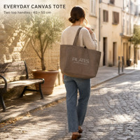 Sac fourre-tout en toile avec motif de lettres personnalisées, grand sac de sport, d'épicerie, de yoga, de week-end, de shopping, cadeau, beige, coton, usage quotidien pour femmes