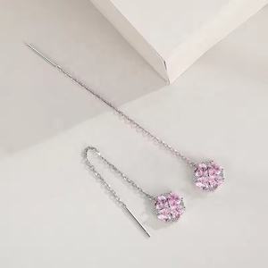 Conjuntos de Joyería de Plata de Ley 925 con Colgante de Trébol <span class=keywords><strong>Rosa</strong></span>, Collar, Anillo, Pendientes y Pulsera para Mujer, Venta al por Mayor - Product Image 3