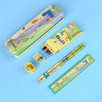Ensemble de papeterie 9 en 1 pour enfants, garçons et filles, avec règle, gomme, taille-crayon, dessin animé kawaii, cadeau pour l'école et le bureau
