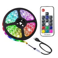 Kit de rétro-éclairage de télévision led, haute luminosité, 1M, 2M, 3M, 4M, 5M, 5050, dc 5v, IP65, Flexible, bande lumineuse, avec télécommande RF 17 touches