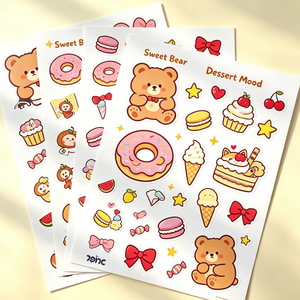 Hojas de Pegatinas Impresas Personalizadas al por Mayor, Pegatinas Decorativas Autoadhesivas Impermeables con Diseño de Panda, Gato, Unicornio y Té de Burbujas - Product Image 3