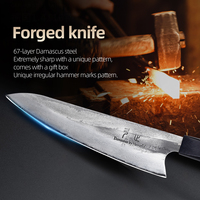 Couteau Nakiri forgé en Damas San Mai avec boîte cadeau noire, cœur en VG-10, HRC 61, finition polie à la main, manche en bois stabilisé + résine