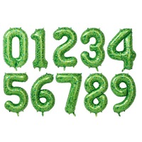 Ballons Chiffres à Carreaux Verts Transfrontaliers de 40 Pouces, Ballons en Aluminium Thème Minecraft pour Décorations de Fête