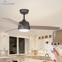 Ventilateur de plafond moderne simple et dimmable, 46 pouces, moteur DC, télécommande, pour intérieur domestique