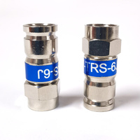 Conector de Compresión Coaxial Cuádruple Tipo F RG6, Carcasa de Latón, Contacto de Cobre Niquelado, Aplicación RF, Clasificación IP40 para Coaxial
