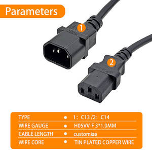 Factory Custom IEC C13 to C14 <b>Power</b> Cord Female Male <b>Power</b> <b>Cable</b> Cord for Home Appliance - Product Image 3