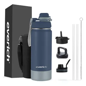 Stainless steel water bottle with food container and bottle brush dog bottle Multiple lids available