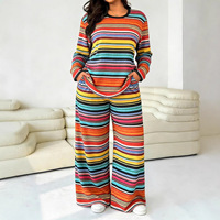 Nouvel ensemble deux pièces pour femme, été 2026, style bohème, géométrique, manches longues, ample, élégant, haut et pantalon large