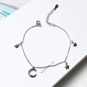 custom Oem odm Fine jewelry supplier moon and star diamond anklet