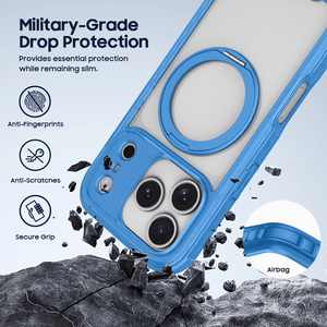 Direct Usine : Coque pour iPhone 17 Pro Max, Anneau Magnétique Rotatif à 360 Degrés et Dos en PC Semi-Transparent Mat - Product Image 4