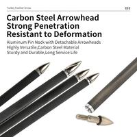 6 Paket 4'' Panah Bulu Kalkun Karbon Murni .003 Straightness Spine 250-600 untuk Panahan Recurve Compound Bow Target Shooting