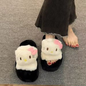 Zapatillas de casa de moda para mujer, abiertas, estampadas, con diseño cruzado, de felpa suave y afelpada, para mujer, suaves, para el hogar, tipo sandalia - Product Image 2