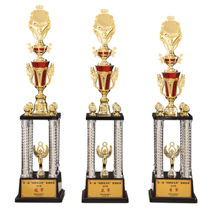 Trofeos de Plástico ABS de Alta Calidad, Trofeo de Cuatro Pilares Plateados, Base Negra Plateada, Múltiples Tamaños, Premio para Ceremonia de Entrega de Premios SZ06 - Product Image 1
